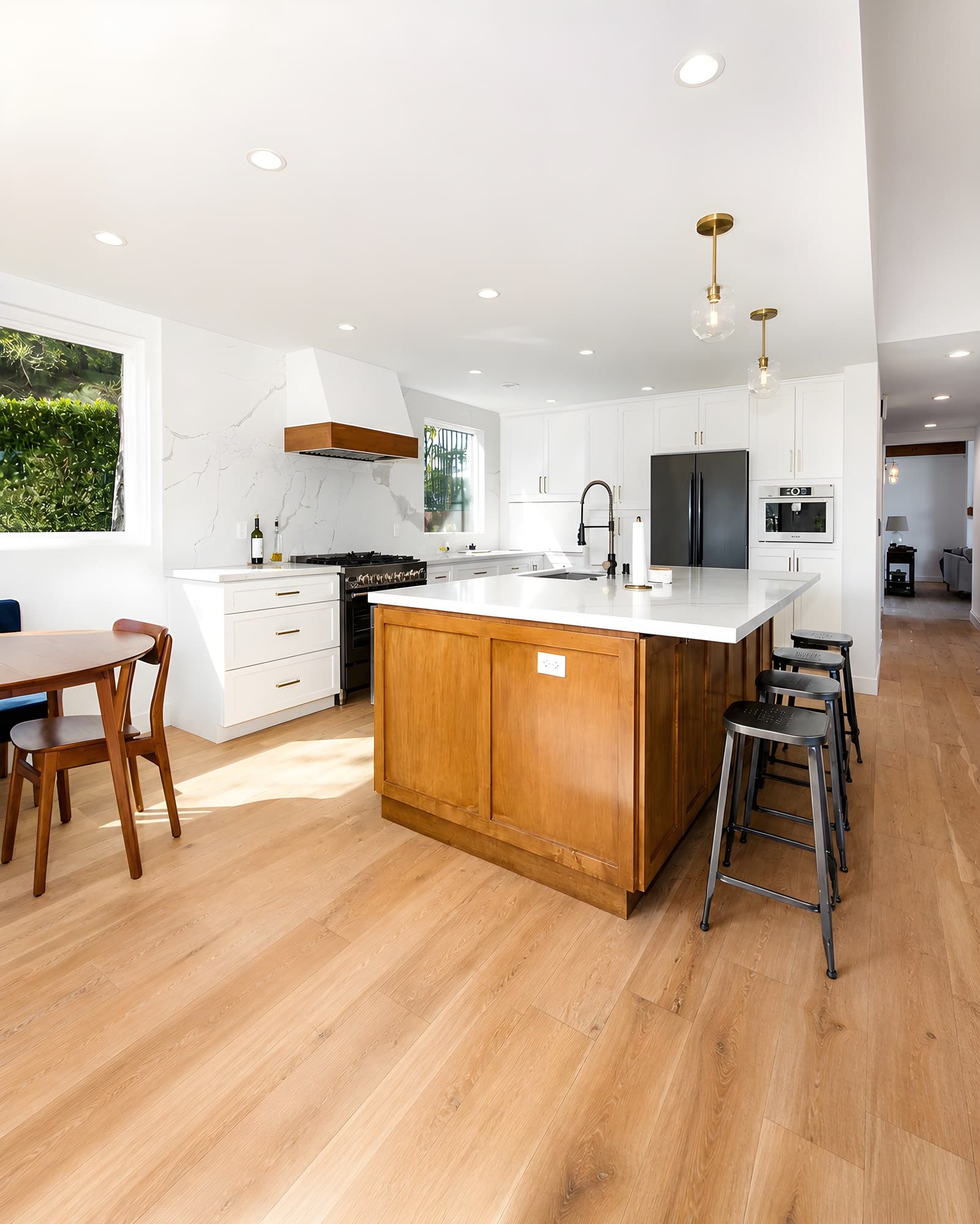 An indoor kitchen composition with polished architectural balance